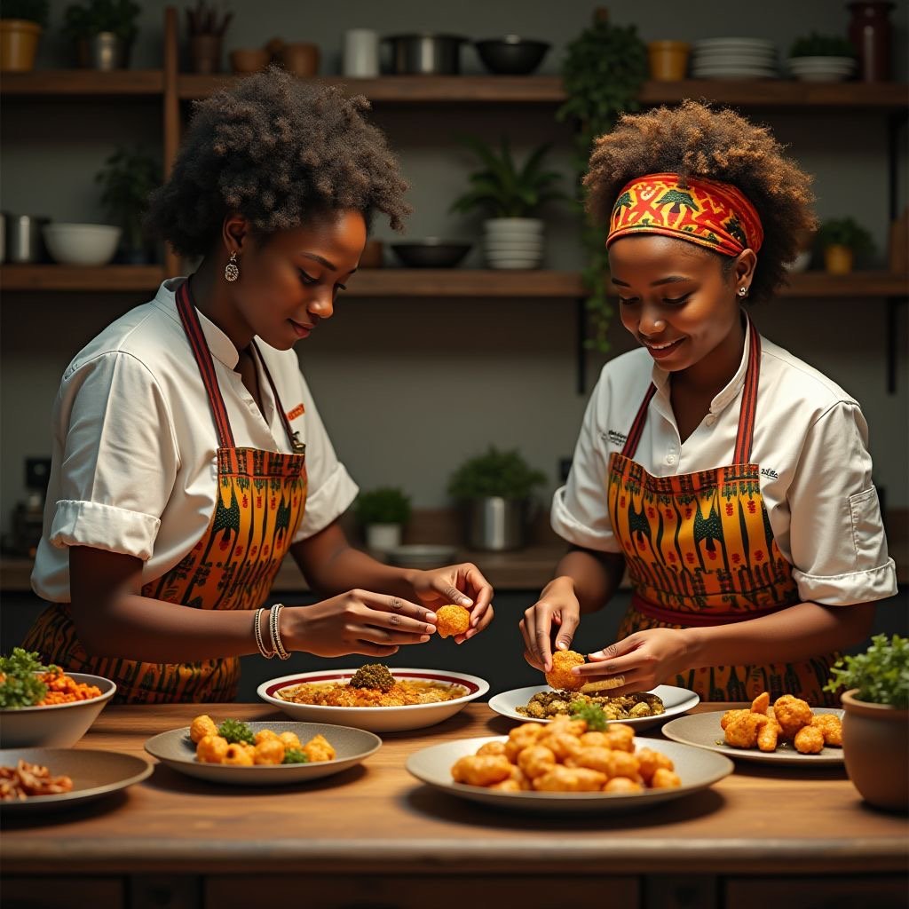 L'équipe Délice Afrique 35 en cuisine